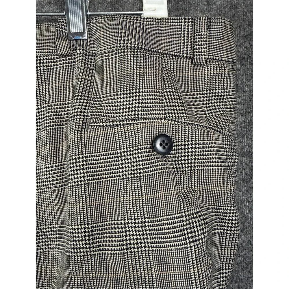 Vintage Polo University Ralph Lauren Pant Men 38x29 Plaid Windowpane Cuffed Wool